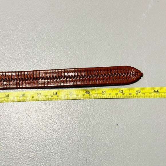 CREMIEUX Brown Woven Full Grain Cowhide Leather Belt Women's Size 38 - Picture 3 of 6